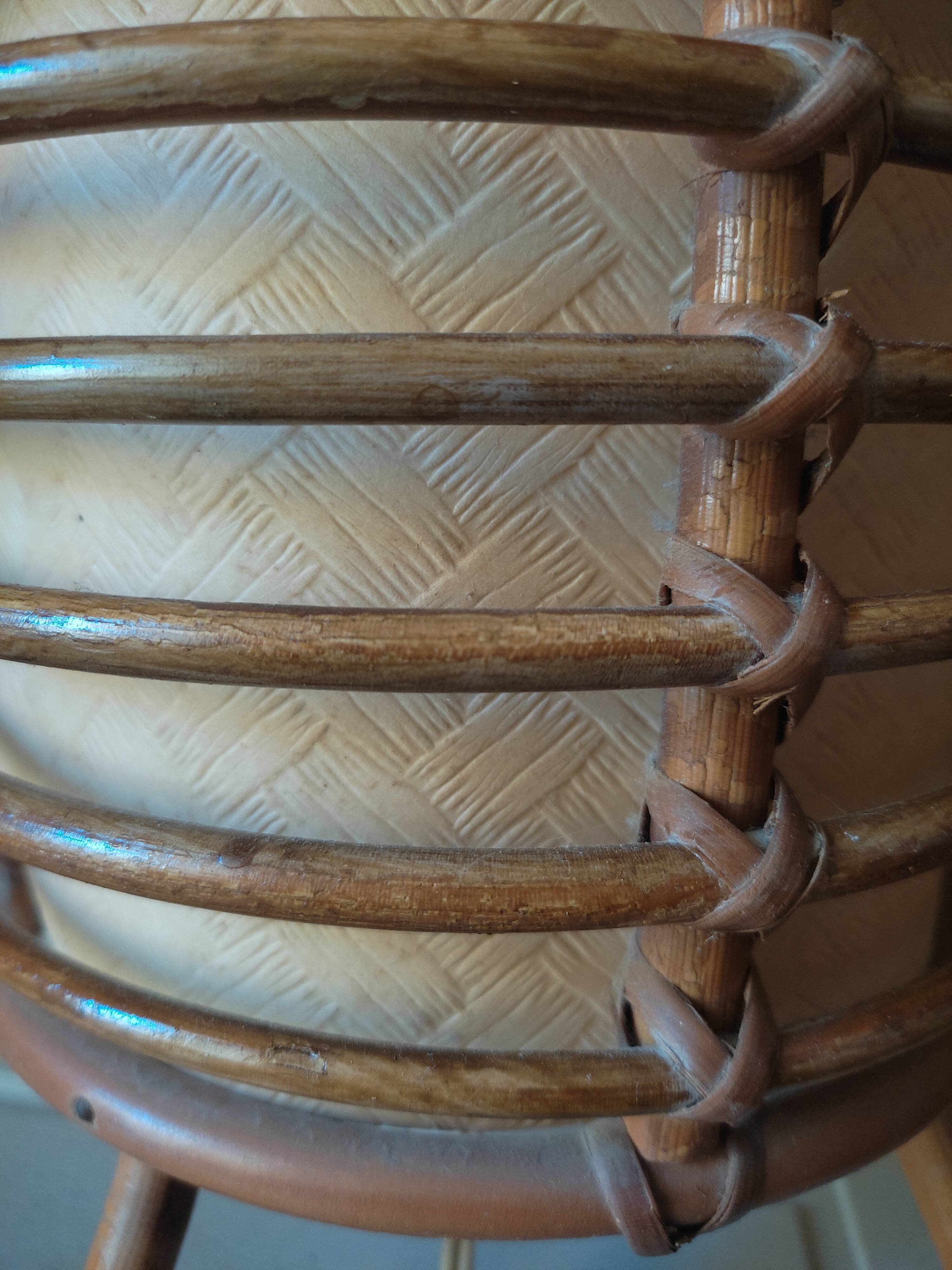 Cylindrical rattan lamp by Louis Sognot