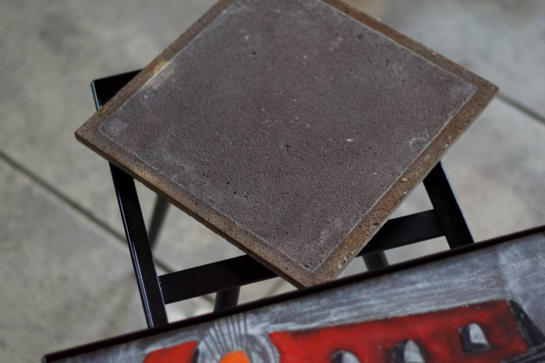 2 nesting varnished ceramic coffee tables - the brothers jean & robert cloutier 1950