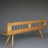 Scandinavian pine bench with turnable backrest, 1890s