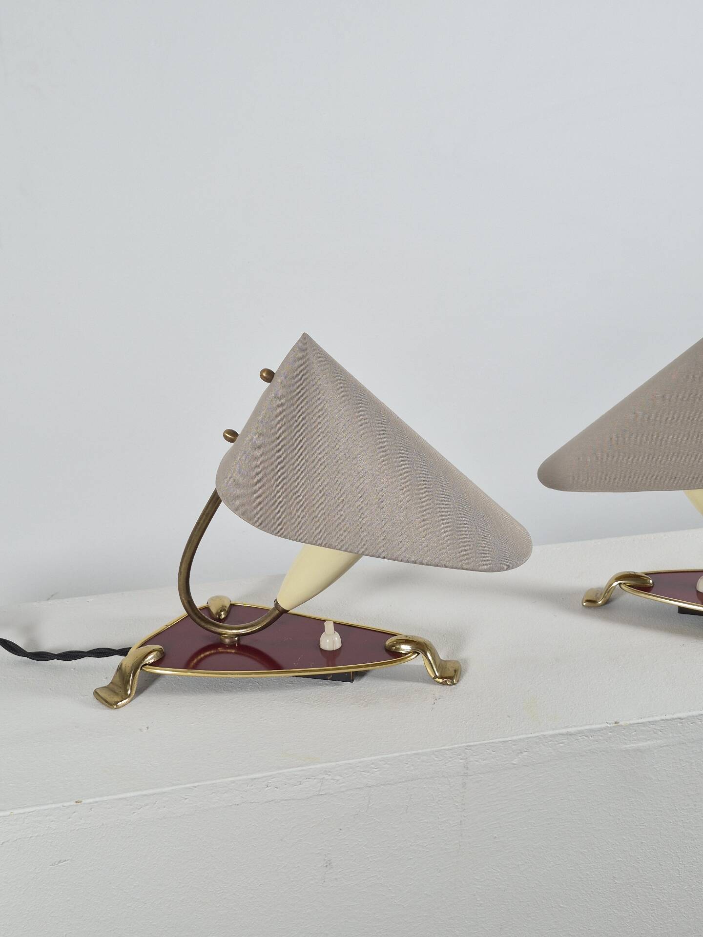 Pair of vintage brass wall or table lamps from the 1950s.