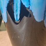 "Pair of vintage glazed ceramic vases – blue flamed glaze – ann"