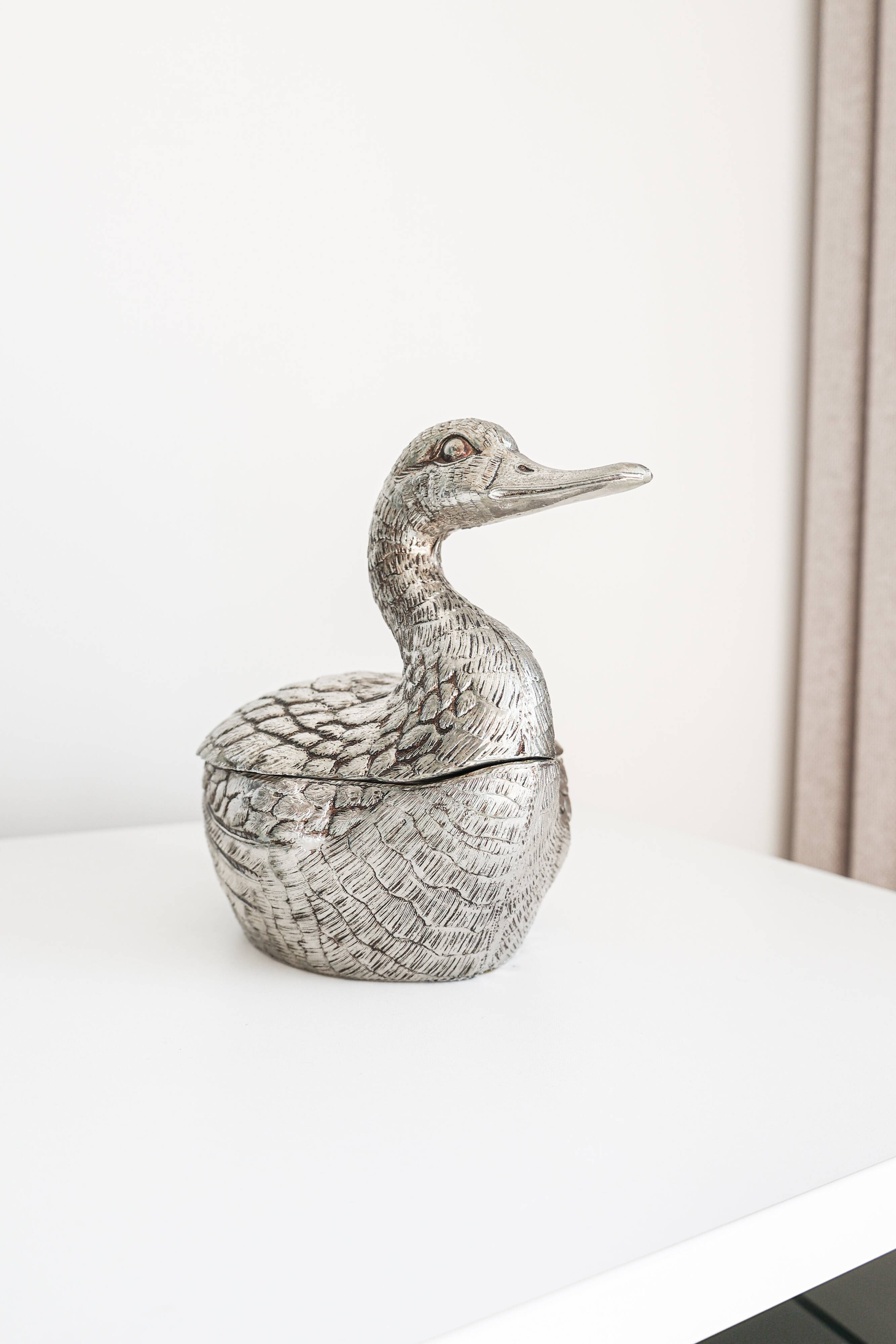 Vintage swan ice bucket by Mauro Manetti, Italy, 1970s