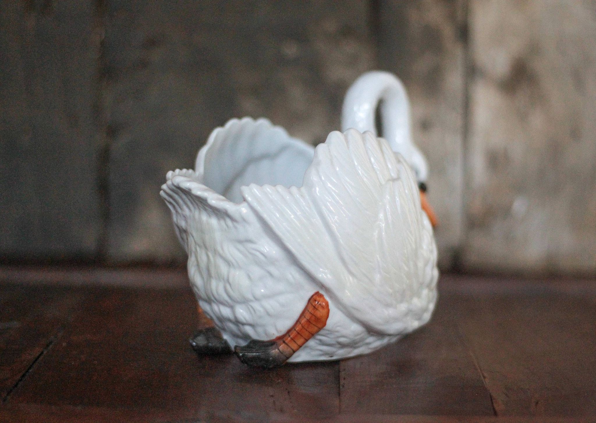 Jardinière céramique cygne, cache-pot cygne, vide poche