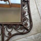 Rattan peacock mirror, 1970s