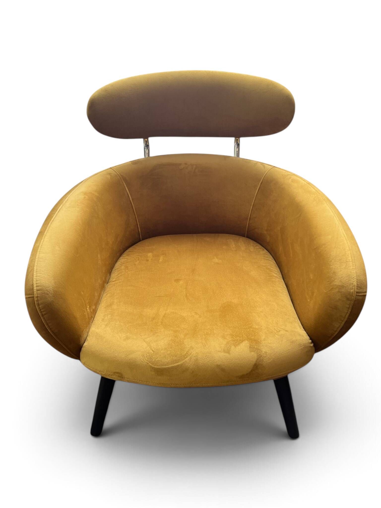 Vintage pair of mustard velvet armchairs from the 20th century.