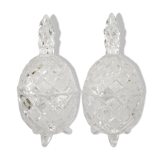 Pair of cut crystal pineapple tripod tripod candy
