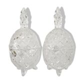 Pair of cut crystal pineapple tripod tripod candy