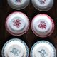 6 mismatched flat plates pairs Terre de Fer Marsac Flowers Digoin