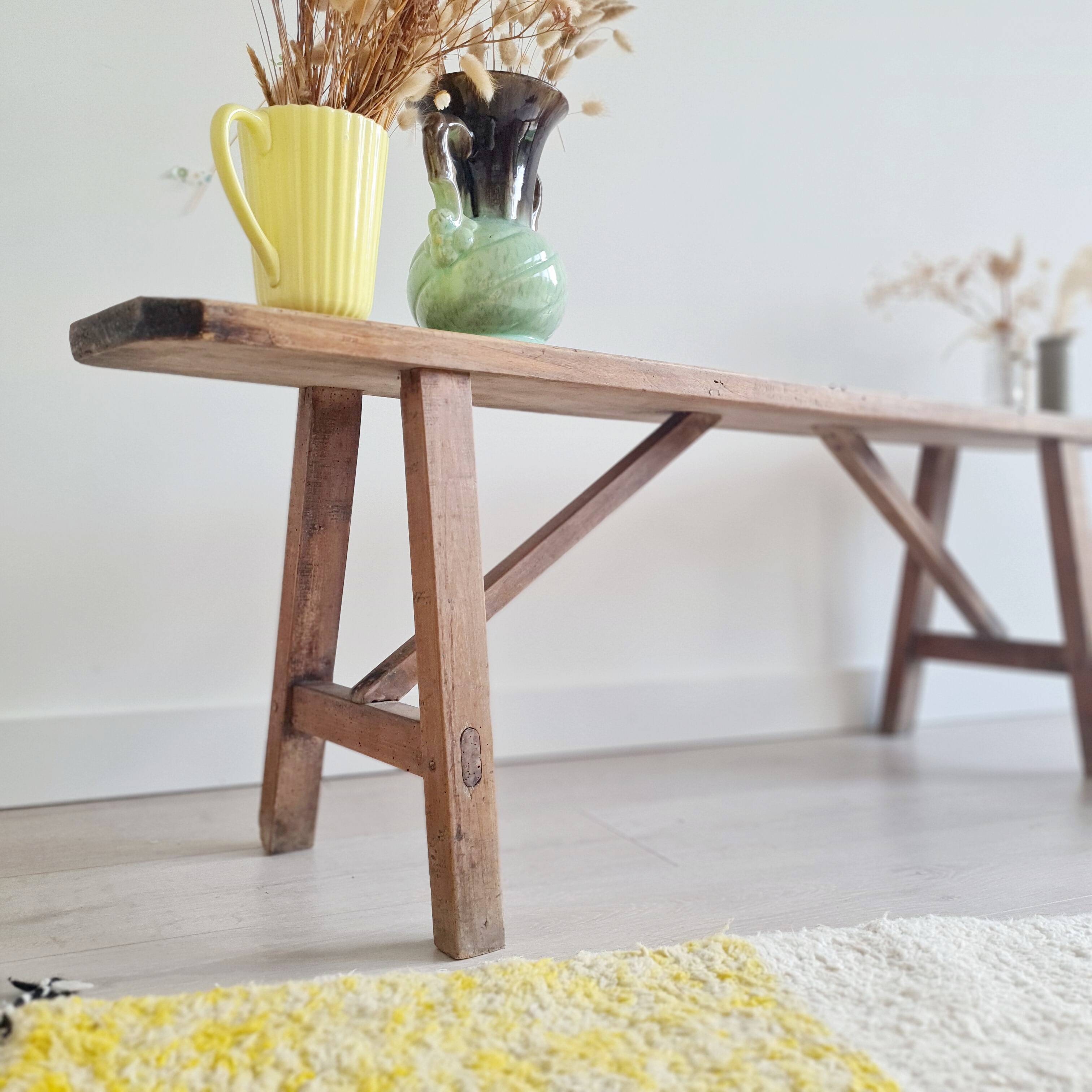 Antique wooden farm bench