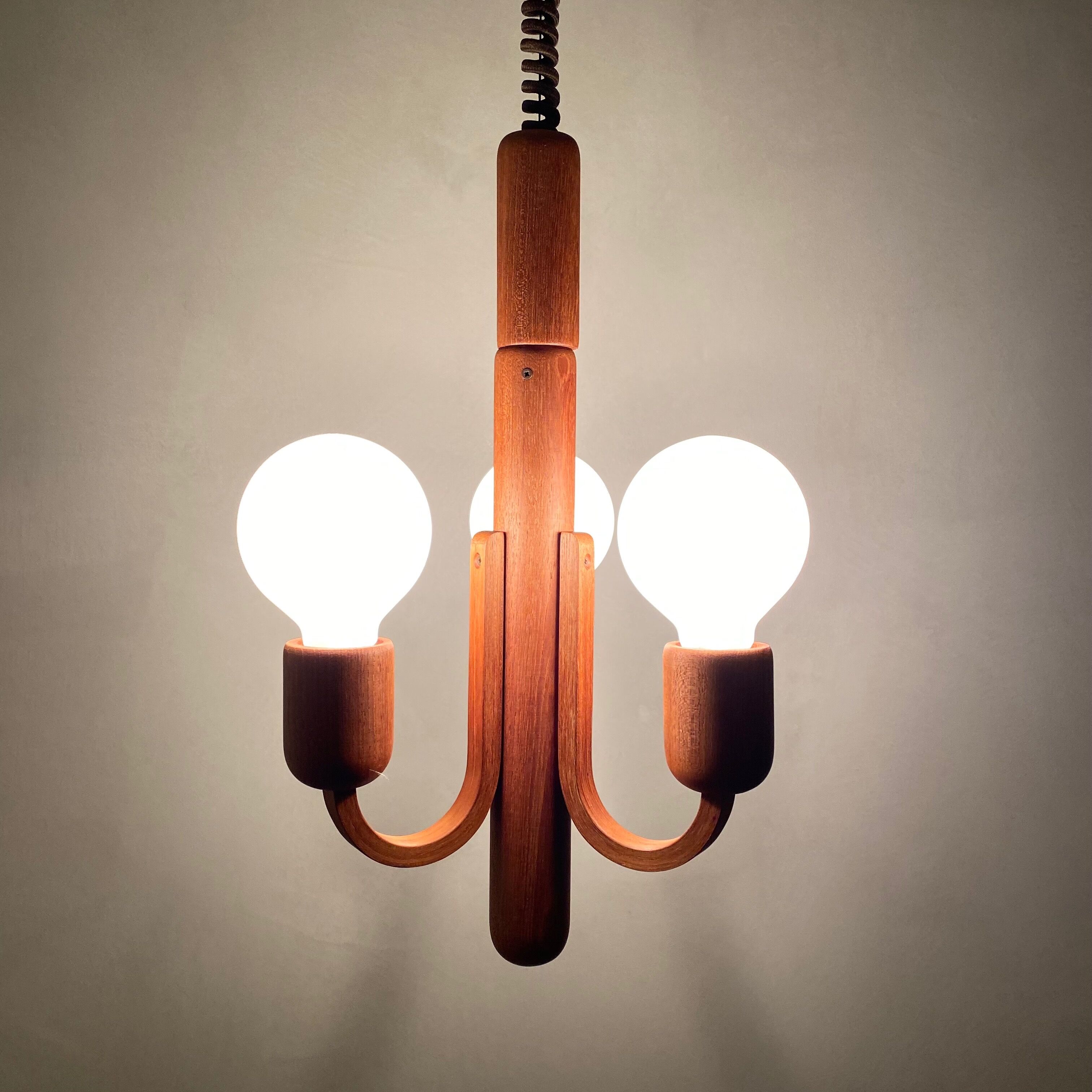 Domus hanging lamp, teak lamp, 80s