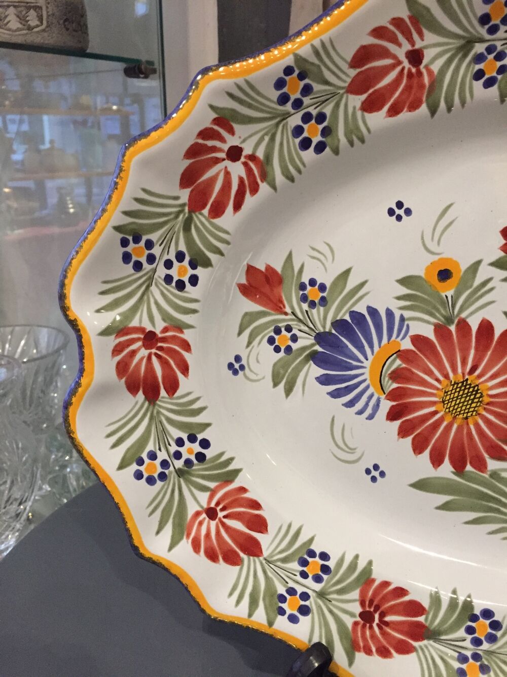 Oval serving dish Henriot Quimper floral decor