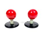 Vintage red enamel metal coat hooks