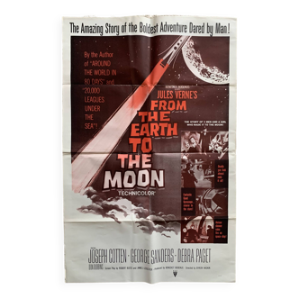 de la terre à la lune - affiche originale du film américain - années 1960