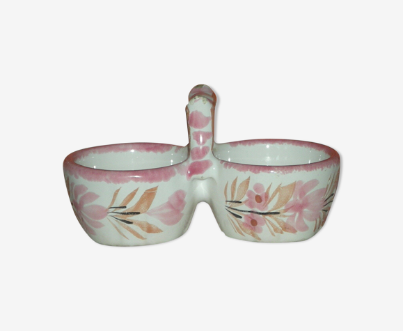 Salière saleron en faience de Quimper Hb rose
