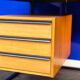 Desk in oak and lacquered metal 1970s