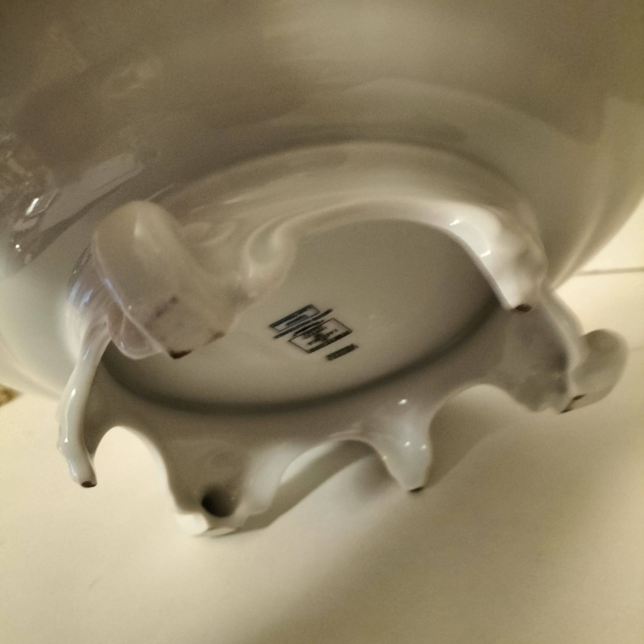 Limoges Lafarge porcelain compote bowl. Water lilies.