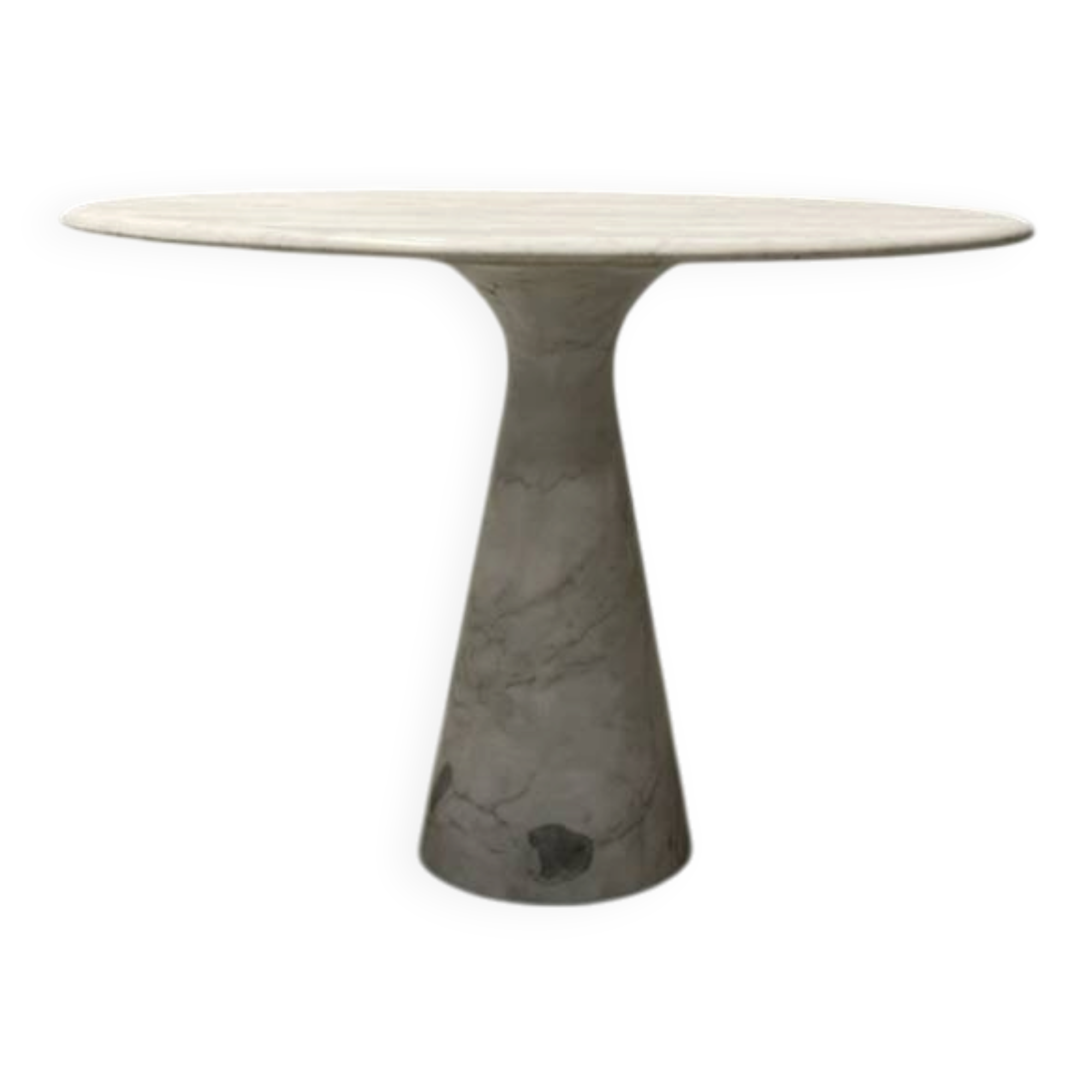Table d’appoint haute avec pied en marbre et plateau en travertin