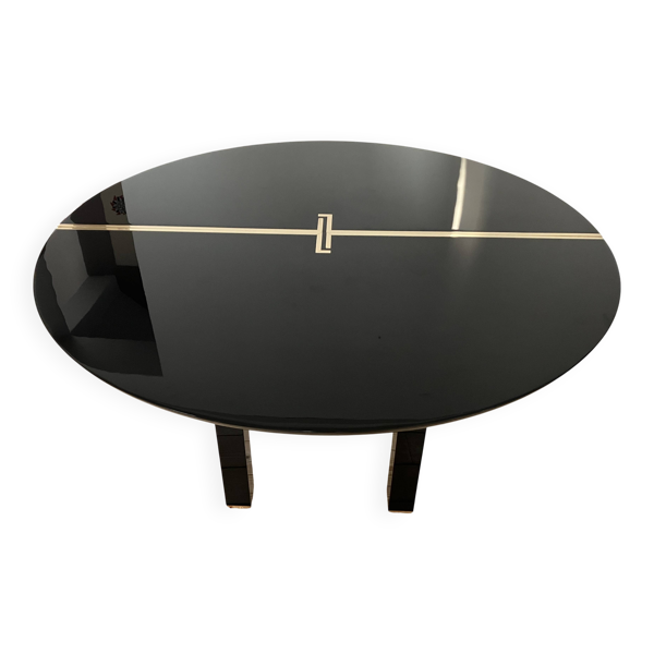 Table de salle à manger des années 1970 laquée noire