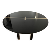 Table de salle à manger des années 1970 laquée  noire