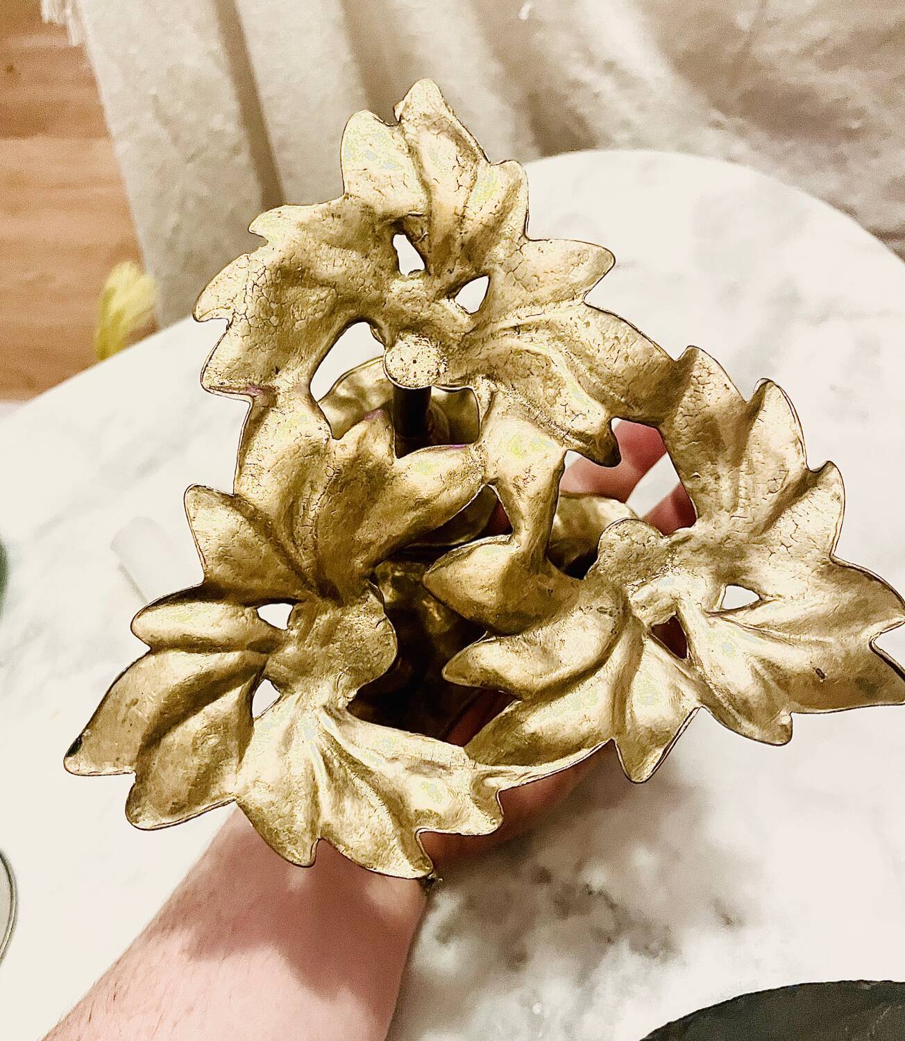 Floral Brass Candle Holder
