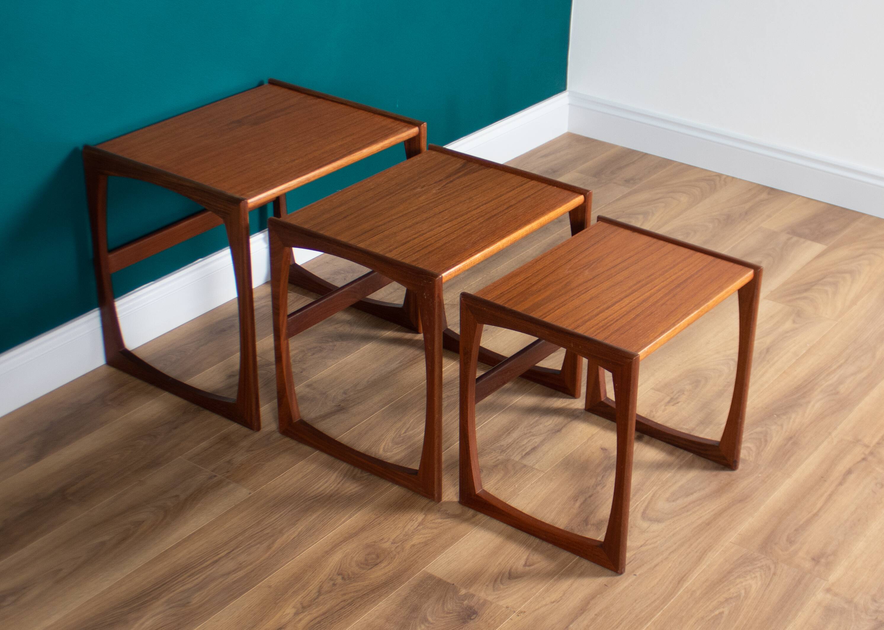 Retro teak 1960s g plan quadrille nest of coffee tables