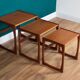 Retro teak 1960s g plan quadrille nest of coffee tables