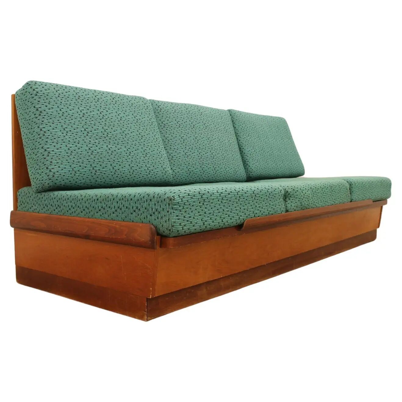 Mid century sofabed in walnut by jindrich halabala for up zavody, 1950´s