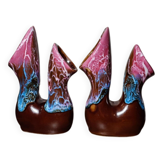 Pair of double Vallauris vases