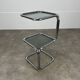 70s pedestal table, chrome and smoked glass side table