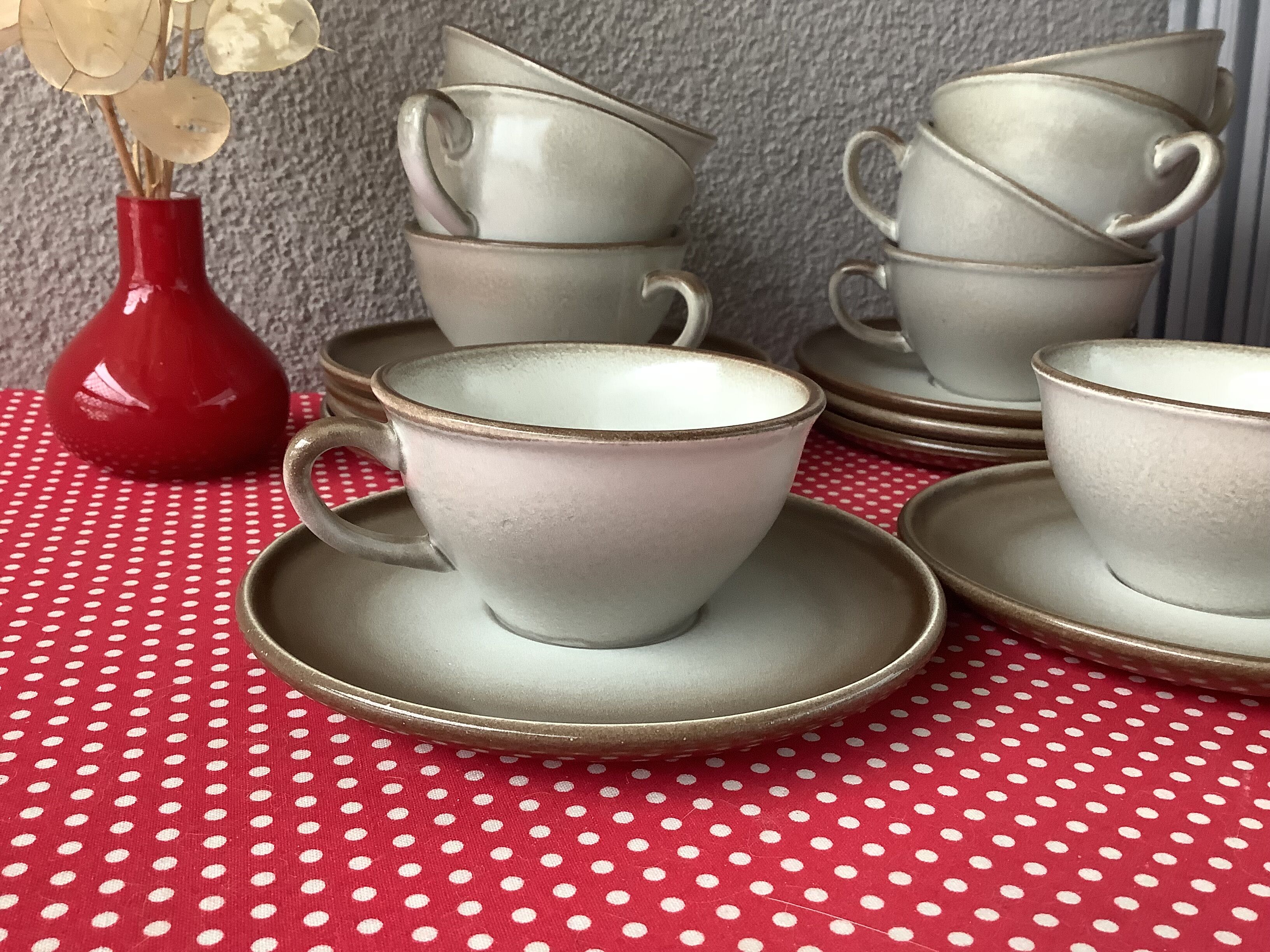 Salins France enamelled cups imitating stoneware
