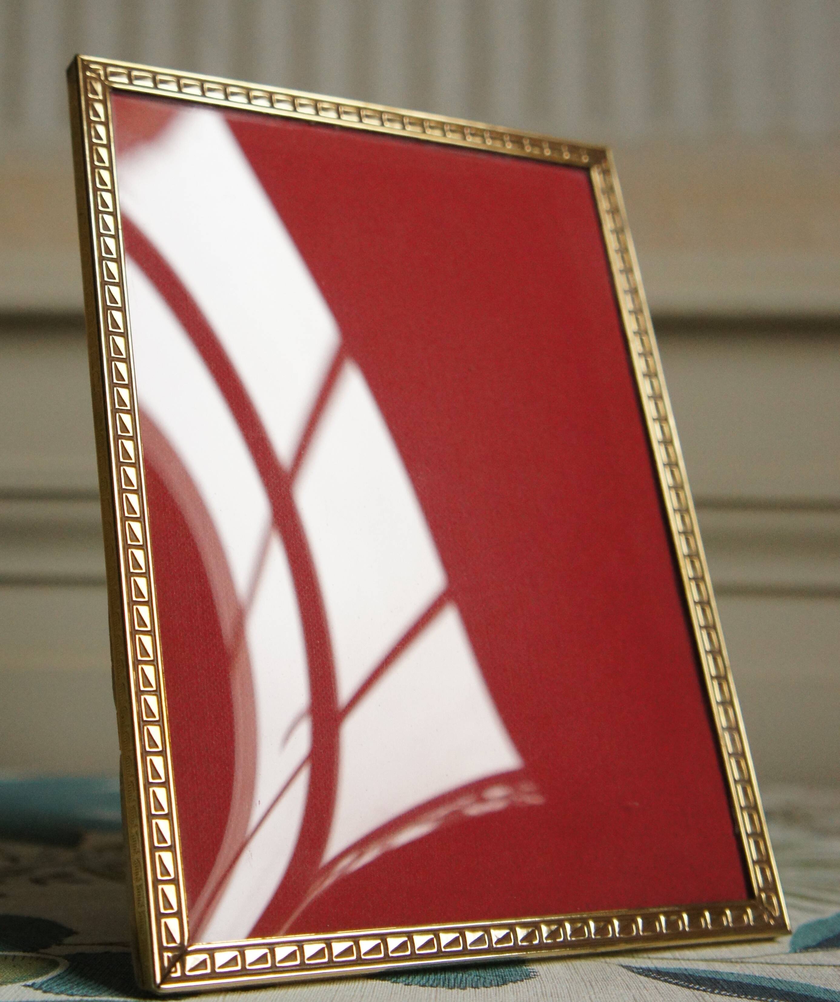 Gilt brass & curved glass photo frame, Denmark, 1950