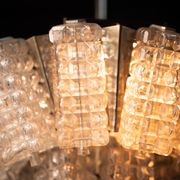 Vintage Austrolux Glass Chandelier: 1960s Mid-Century Modern Pendant Light