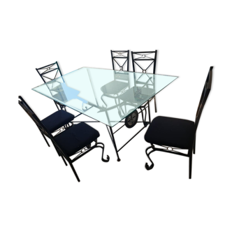 Table wrought iron and 6 chairs