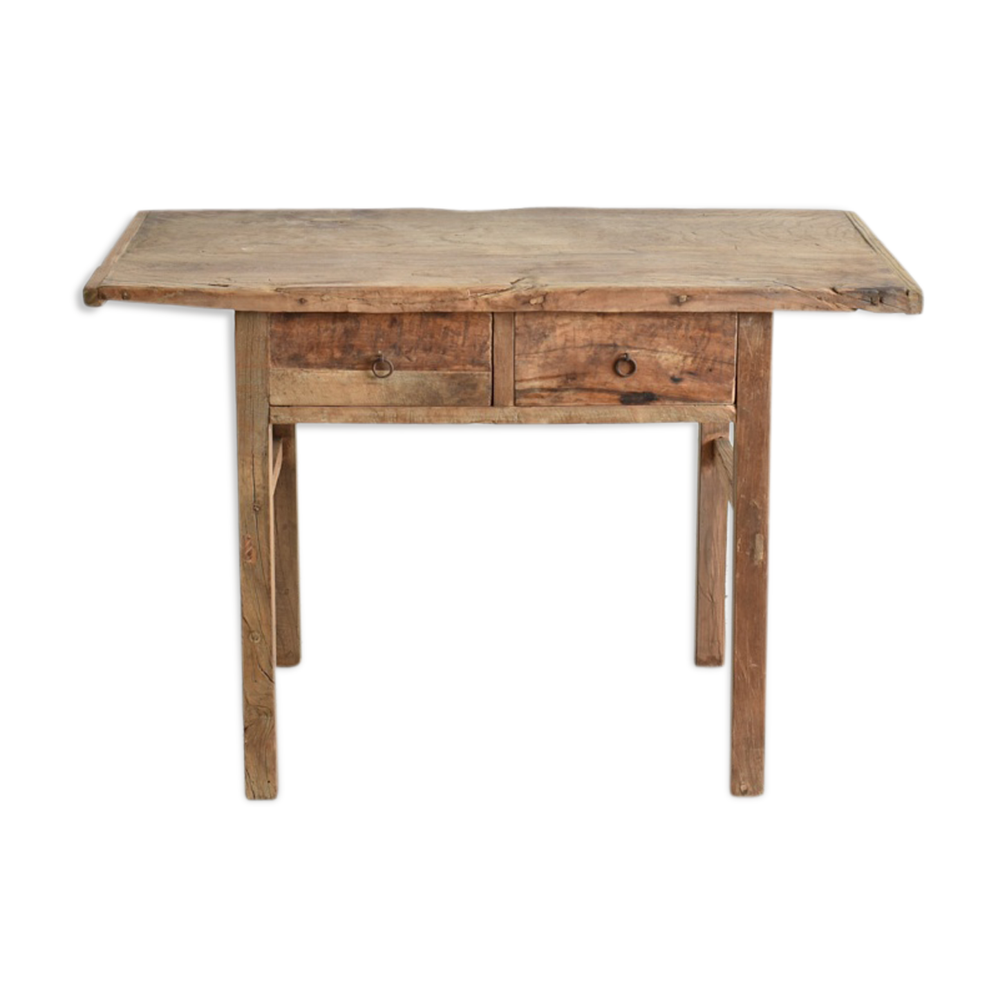 Antique console table in rustic elm