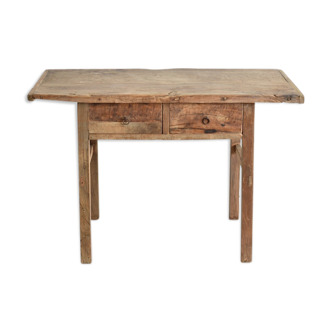 Table console antique en orme rustique