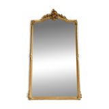 Napoleon III Period Fireplace Mirror in Gilded Wood with Louis XV Style Leaf