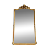 Napoleon III Period Fireplace Mirror in Gilded Wood with Louis XV Style Leaf
