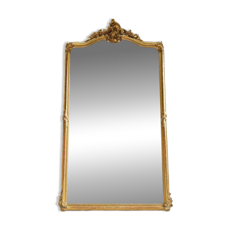 Miroir De Cheminée D’époque Napoléon III En Bois Doré à La Feuille De Style Louis XV