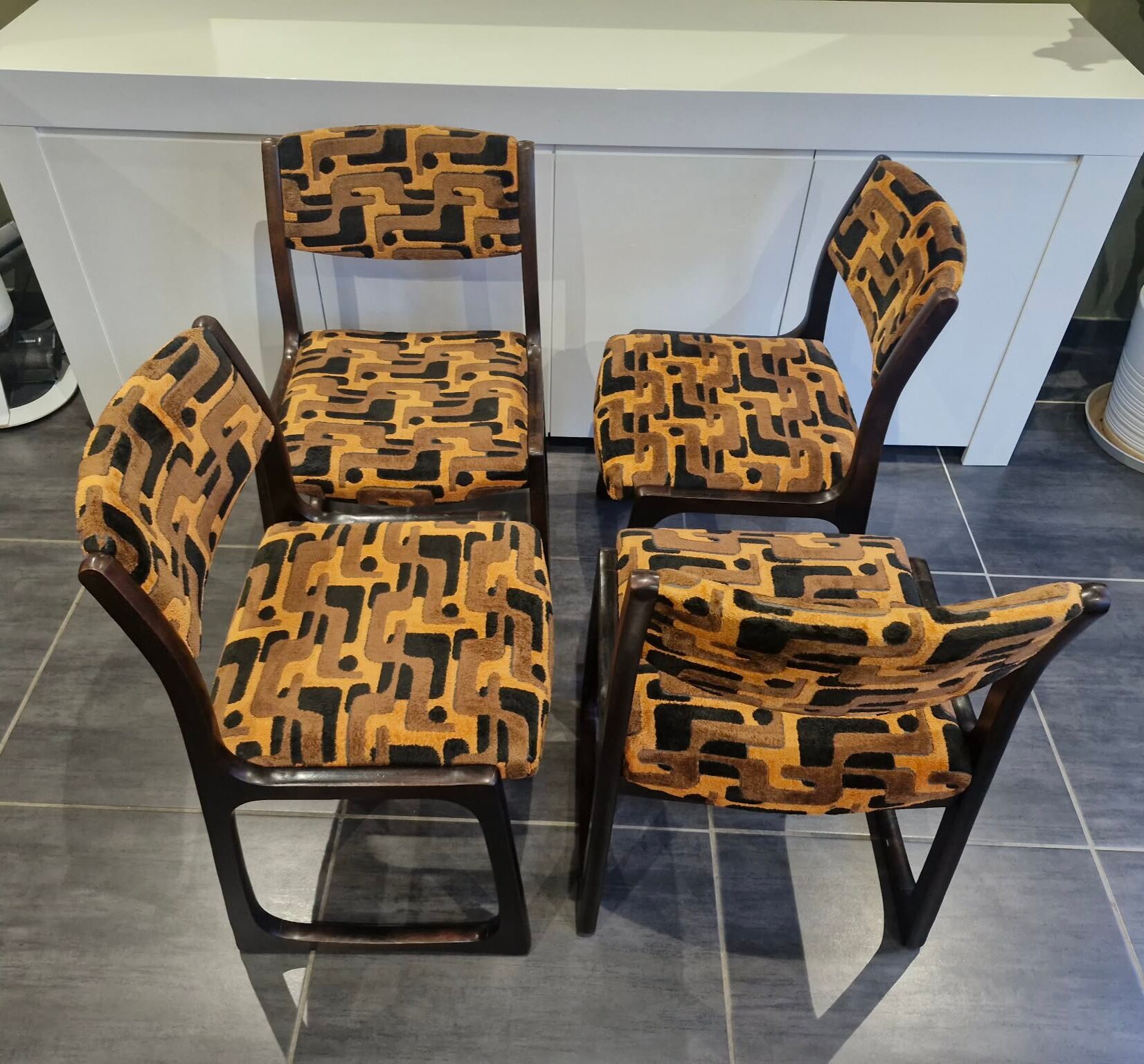 Set of 4 Baumann sled chairs, 1970s