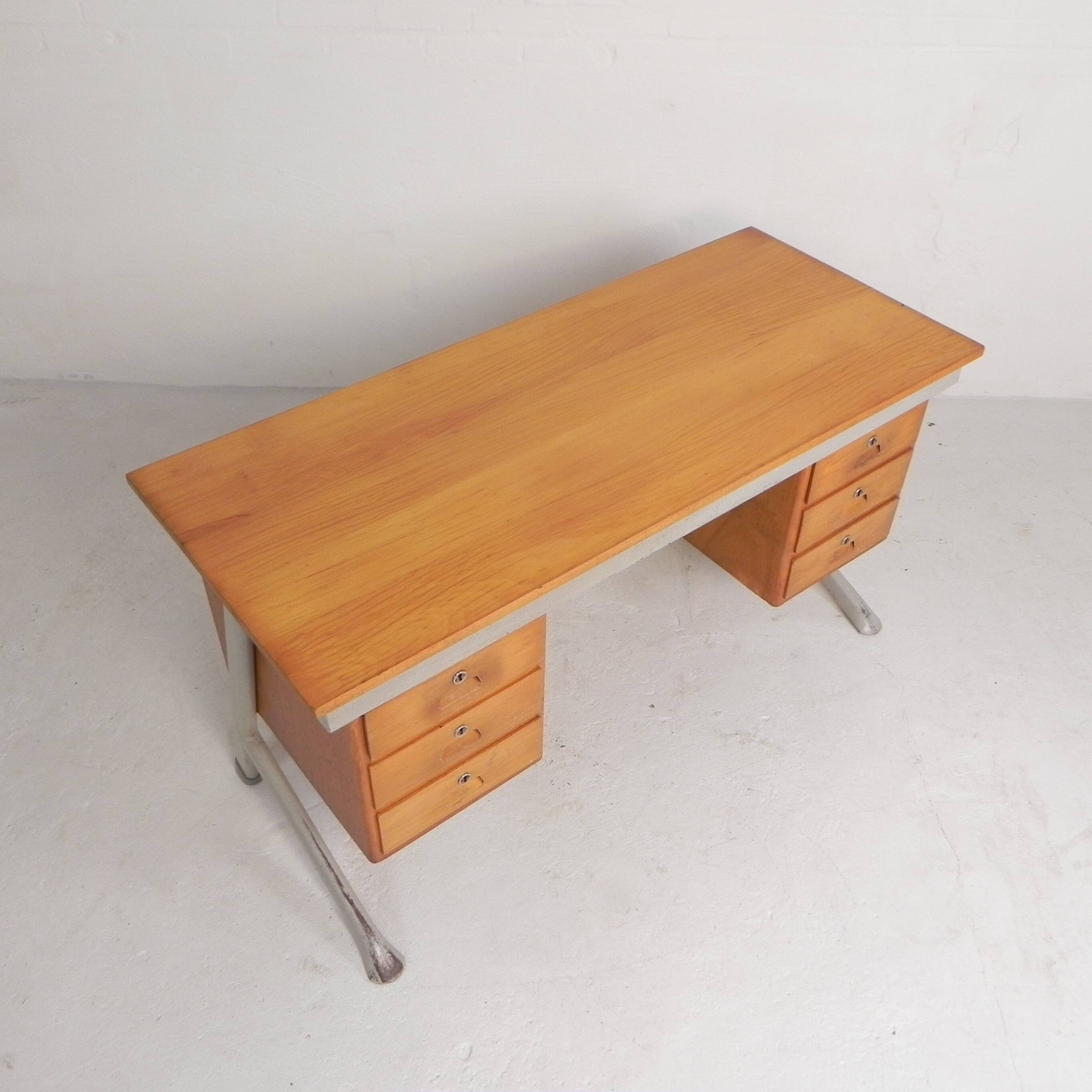 Industrial desk with 2 drawer units, 1960s.
