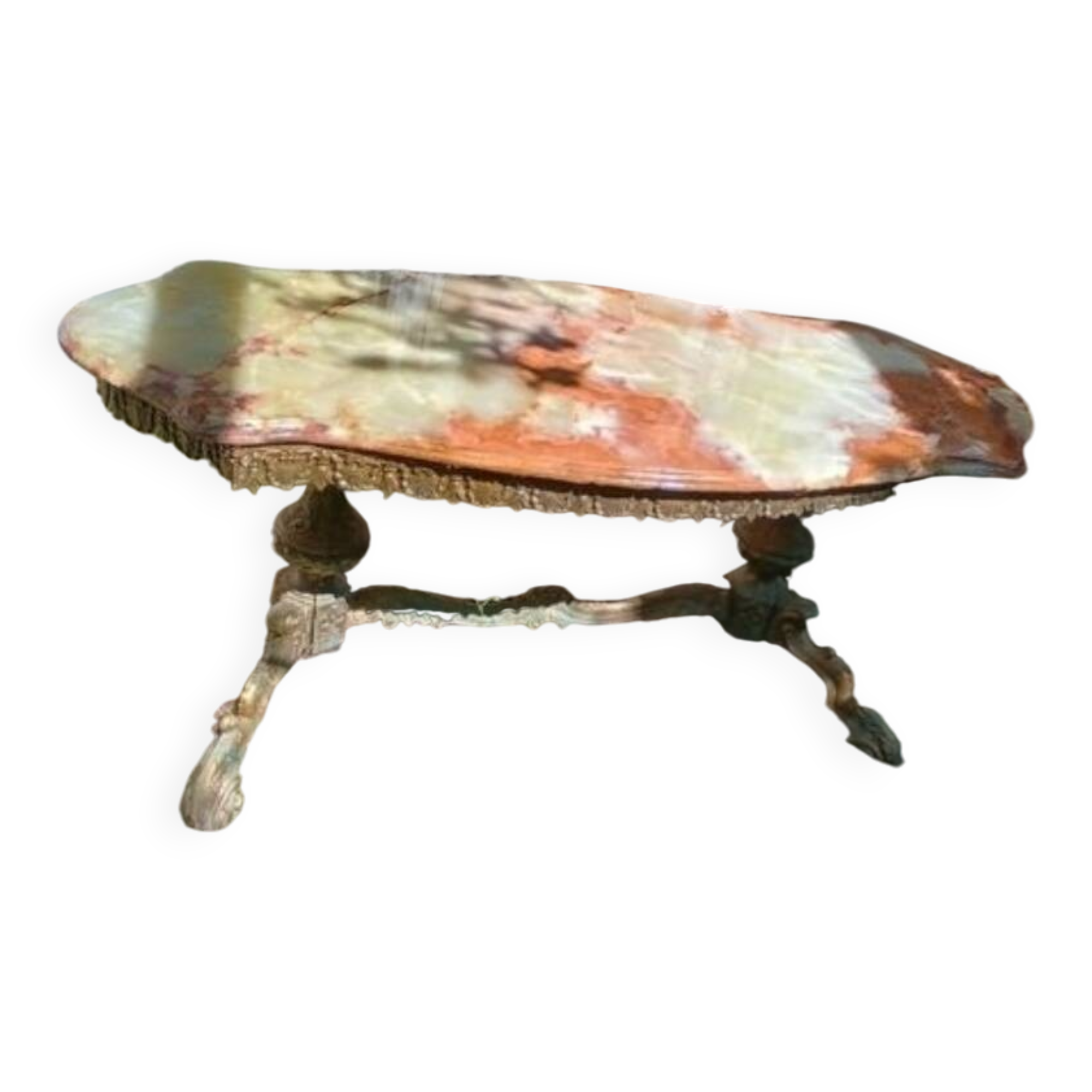 Coffee table in marble and brass