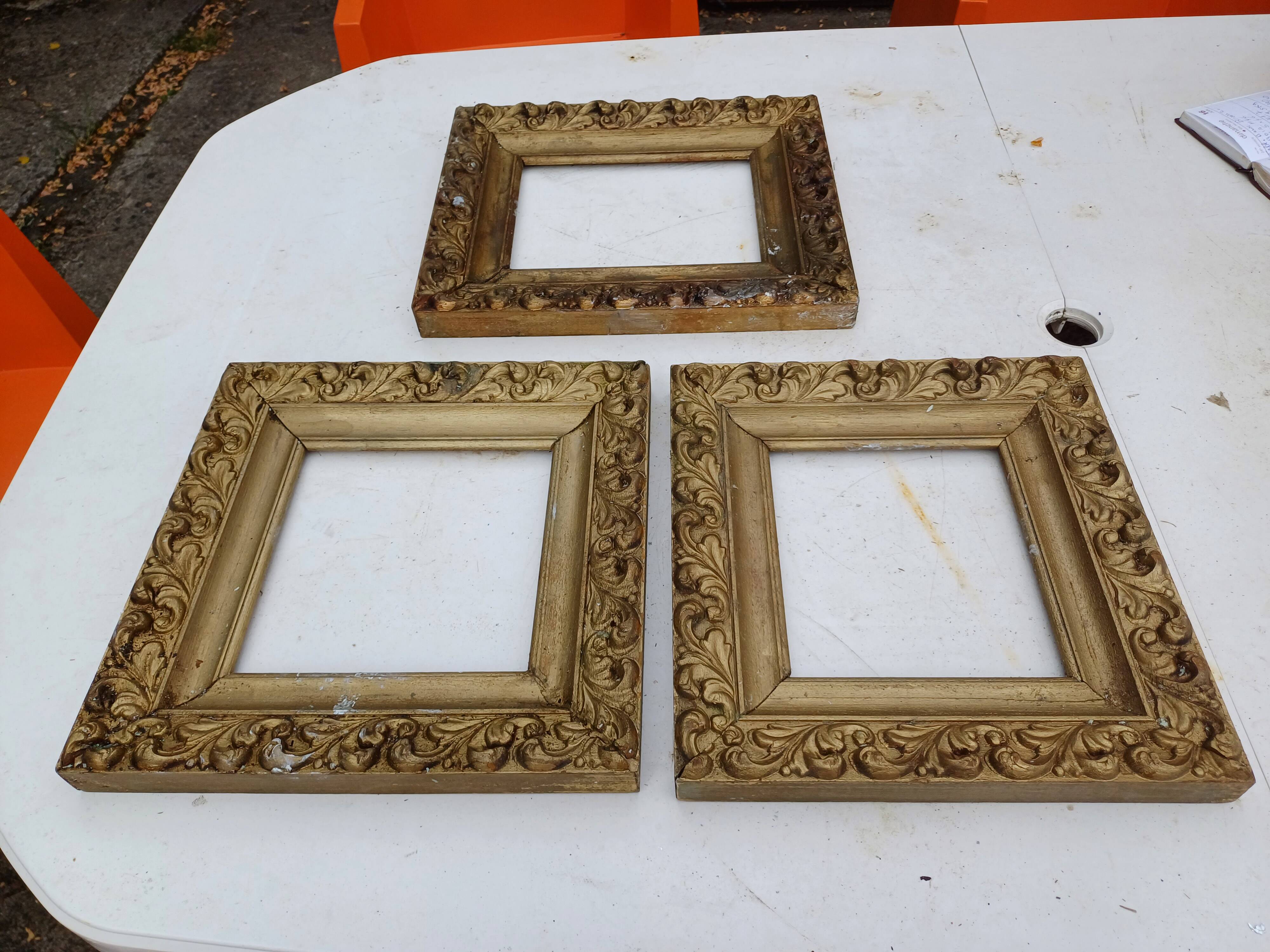 3 19th century gilded frames Wood and Stuk