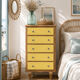 Chiffonnier art déco chêne brut et jaune