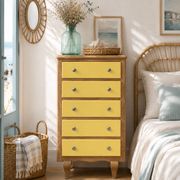 Art Deco chest of drawers in raw oak and yellow