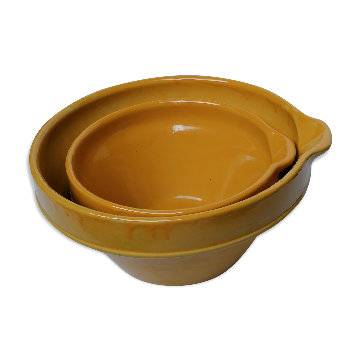 Lot of two sandstone bowls of Digoin 3l and 1.6l