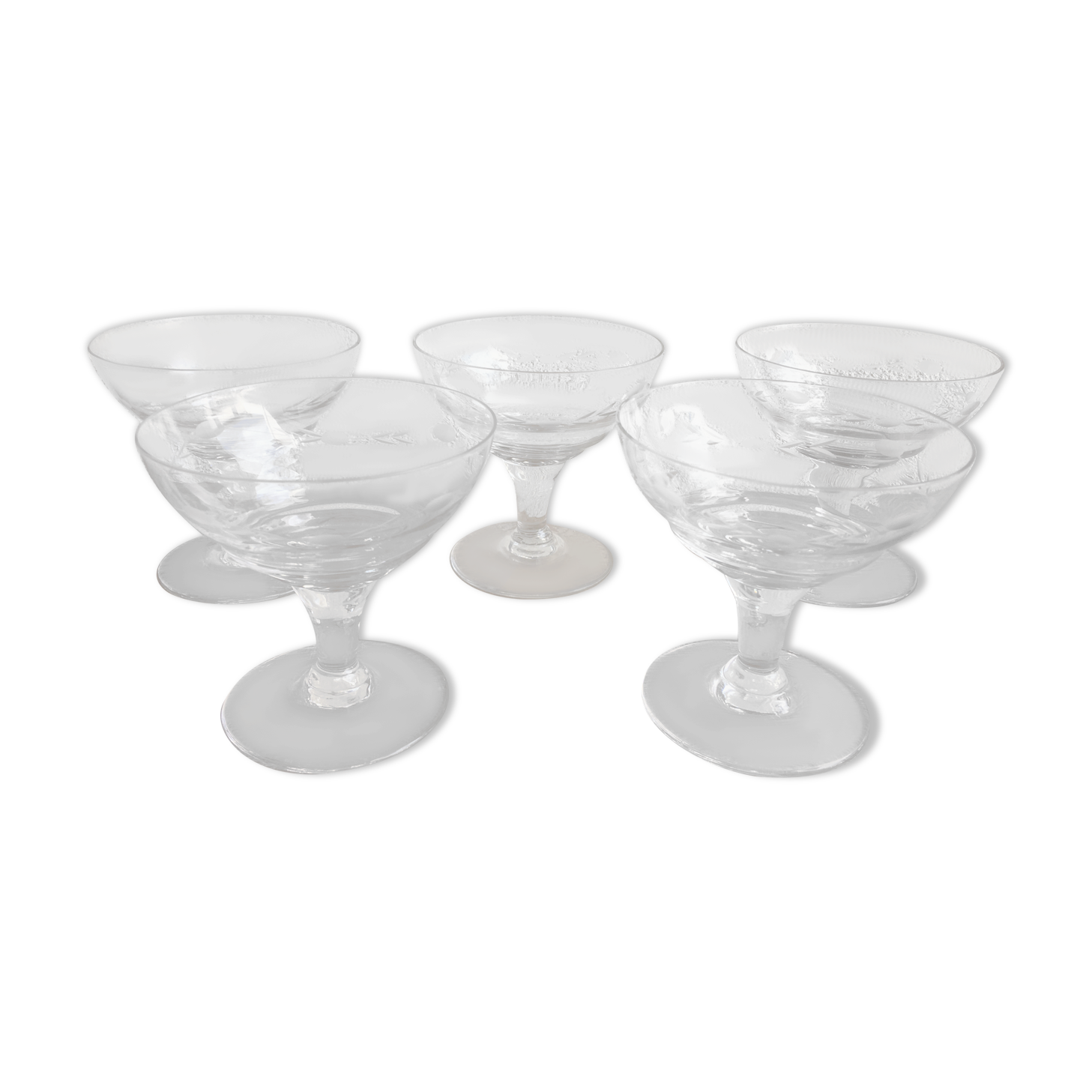Engraved glass champagne cups