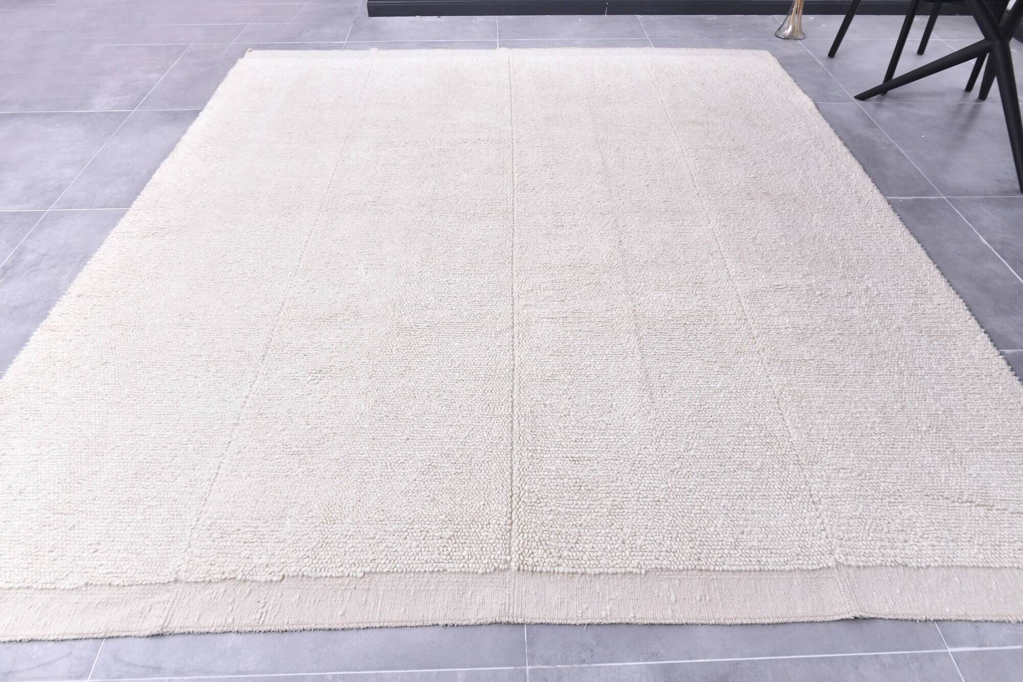 9x10 Handmade Wool White Moroccan Rug, 266x296Cm