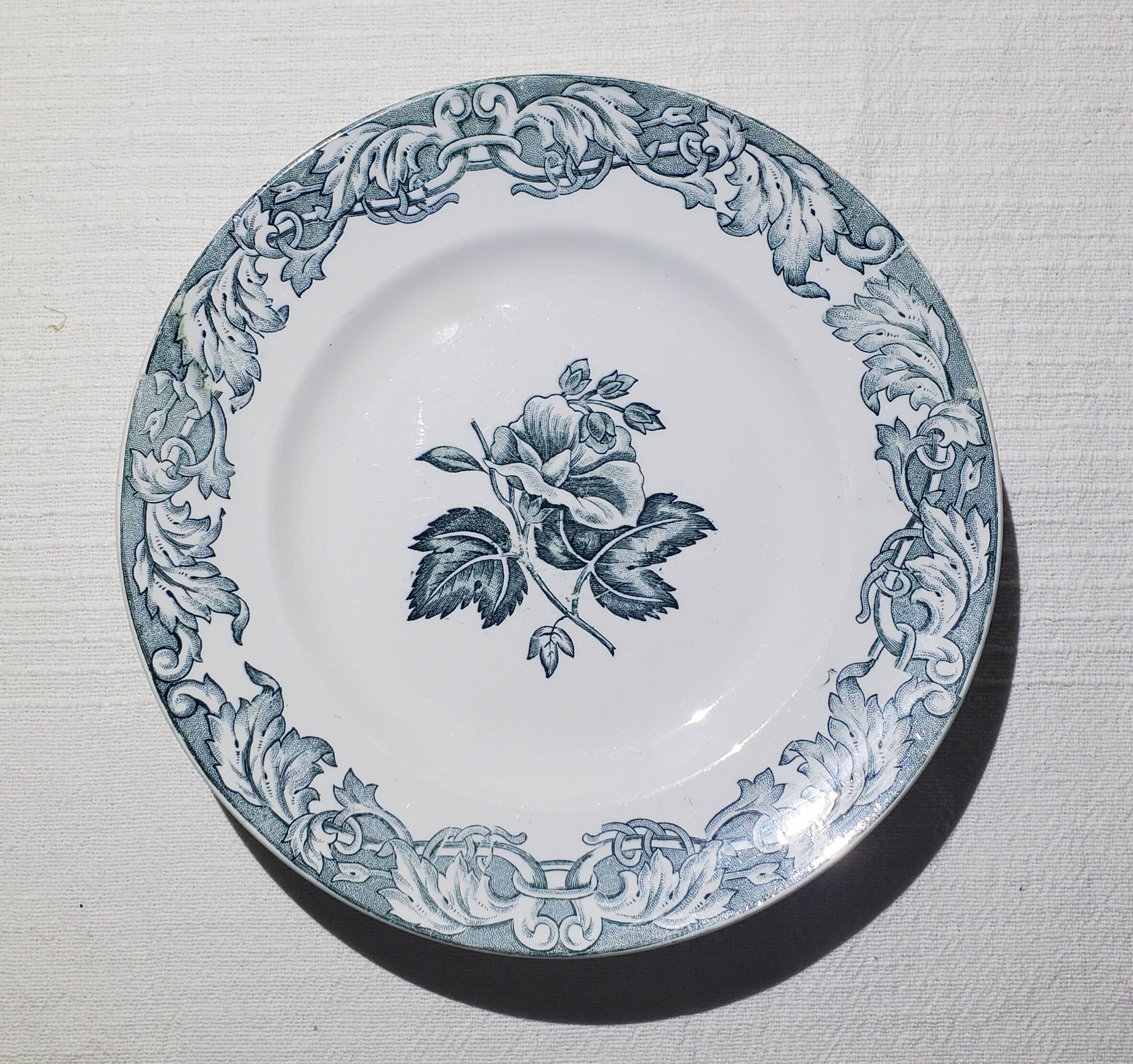 Set of 5 flat plates in St Amand earthenware, Valérie model, Ironstone