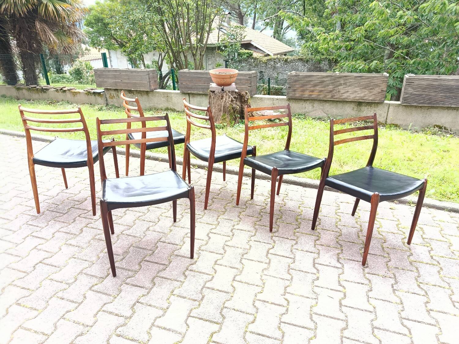 6 chaises Niels Otto Moller no78 en palissandre et cuir