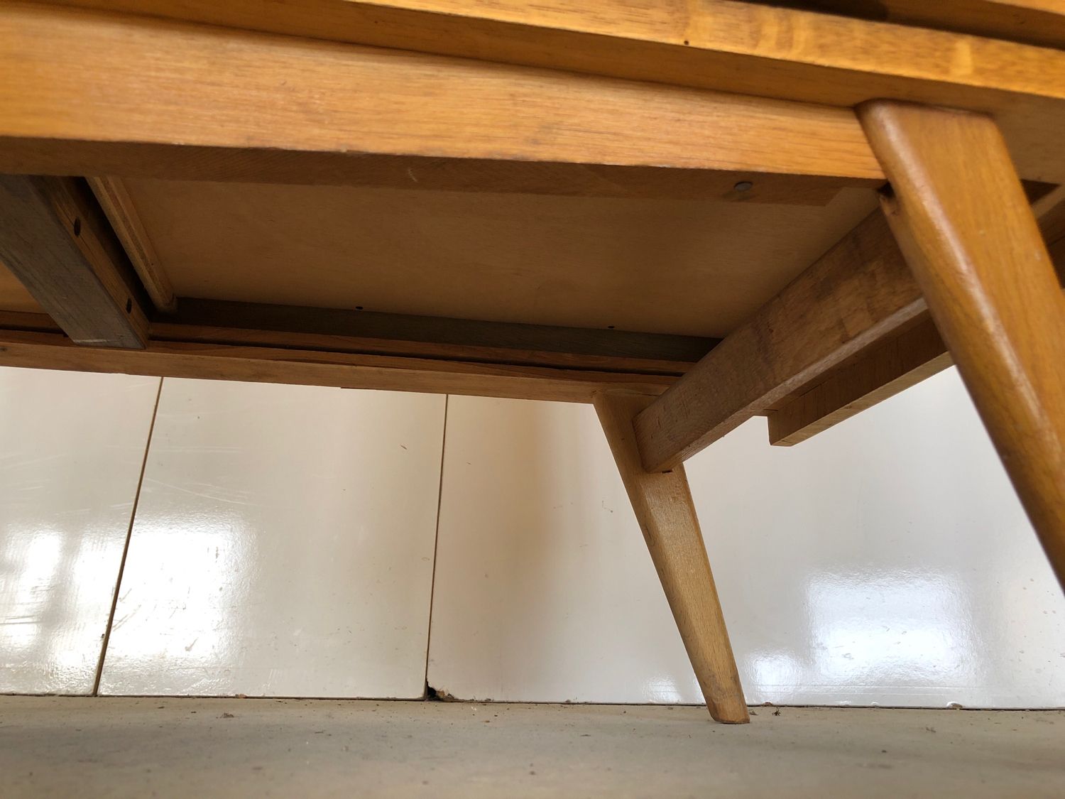 Wardrobe cabinet and drawers in oak and rattan feet compass Vintage year 60
